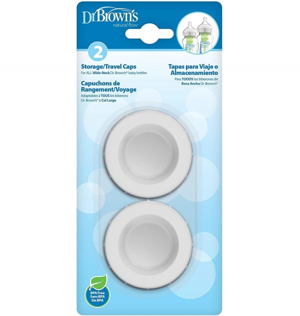 Dr Brown´S Natural Flow - Paquete Tapas De Viaje Biberon Boca Ancha (Recambio 2)
