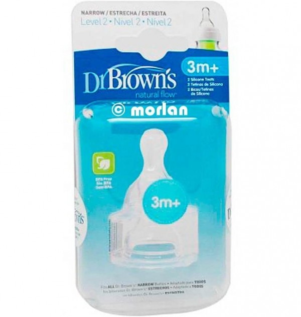 Tetina Silicona - Dr Brown´S Natural Flow Estandar (+ 3 Meses N2 2 U)