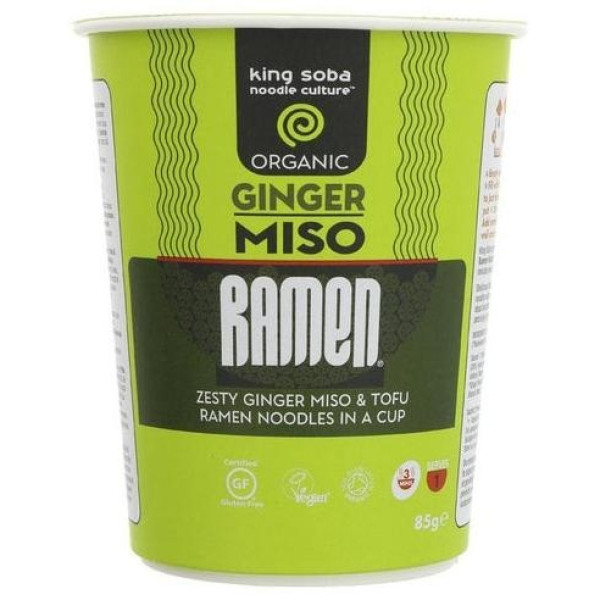 King Soba Vaso Ramen Miso Jengibre Sin Gluten Bio 85G