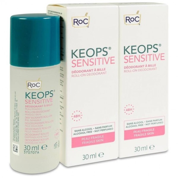 Pack Roc Keops Desodorante Roll On Piel Sensible, 2 Unidades X 30 Ml