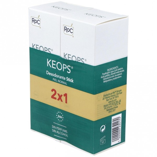 Pack Roc Keops Desodorante Stick Piel Normal, 2 Unidades X 40 Ml