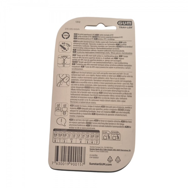 GUM Cepillo Interdental Trav-ler de 0.6 mm, 6un.  - Sunstar