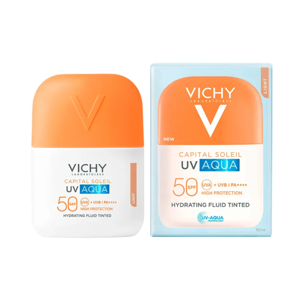 Capital Soleil UV AQUA Fluido Hidratante con Color Tono Claro, 50 ml. - Vichy