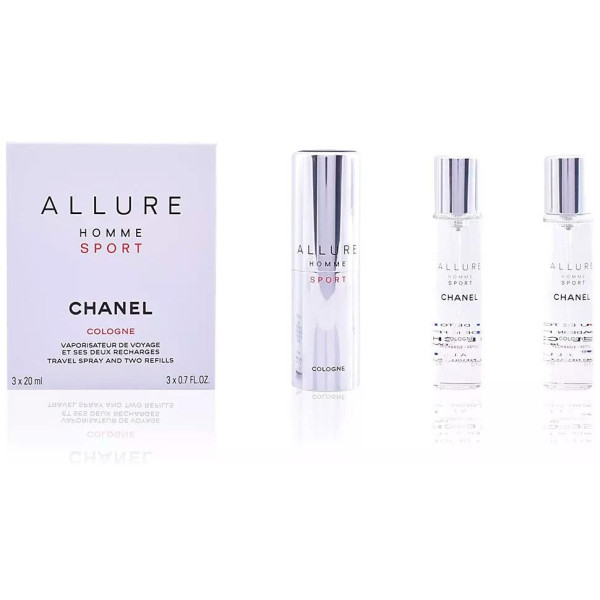 Allure Homme Sport Cologne Eau De Toilette Vaporizador De Viaje Y 2 Recargas 3 X 20 Ml