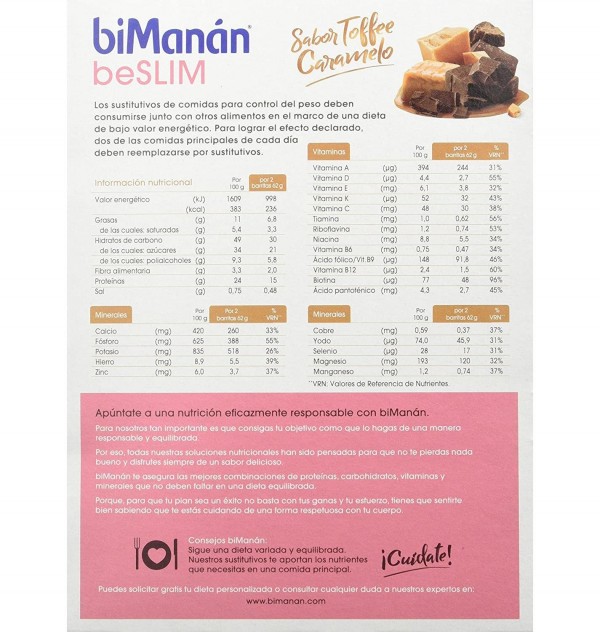 Bimanan Beslim Sustitutivo (10 Barritas 31 G Sabor Toffee Caramelo)