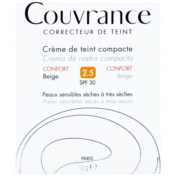 Avène Couvrance Crema Compacta Confort Tono 2.5 Beige Spf 30, 9,5 G