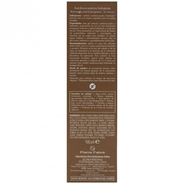 Avene Solar Leche Autobronceadora 100 Ml