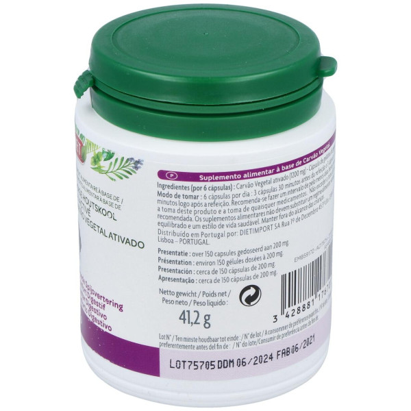 Carbon Vegetal Activado 150Cap. Agbio