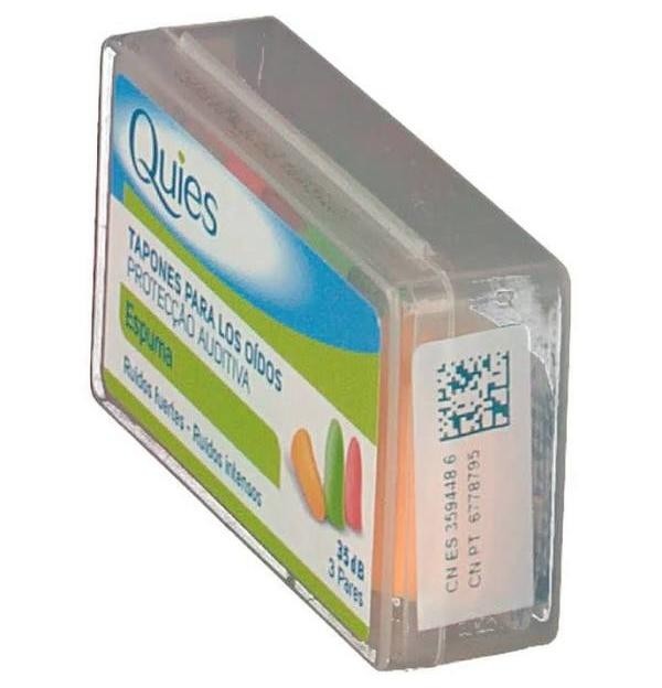 Tapones Oidos Espuma Fluo - Quies (6 Unidades)