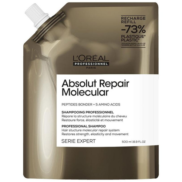 Absolut Repair Molecular Champú Profesional Sin Sulfatos Para Cabello Dañado Recarga 500 Ml