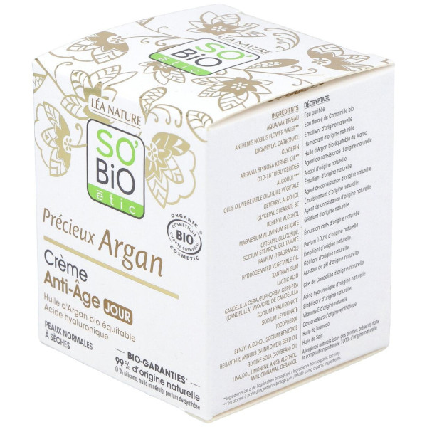 So Bio Etic Crema De Día Ácido Hialurónico Y Argán 50Ml