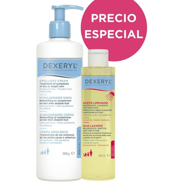 Dexeryl Crema Emoliente 500G + Aceite Limpiador 200Ml