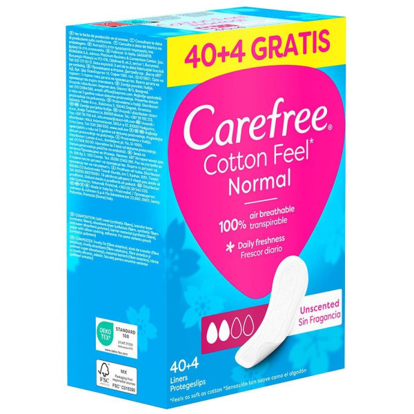 Carefree Cotton Sin Fragancia Protegeslips S/M 44Uds