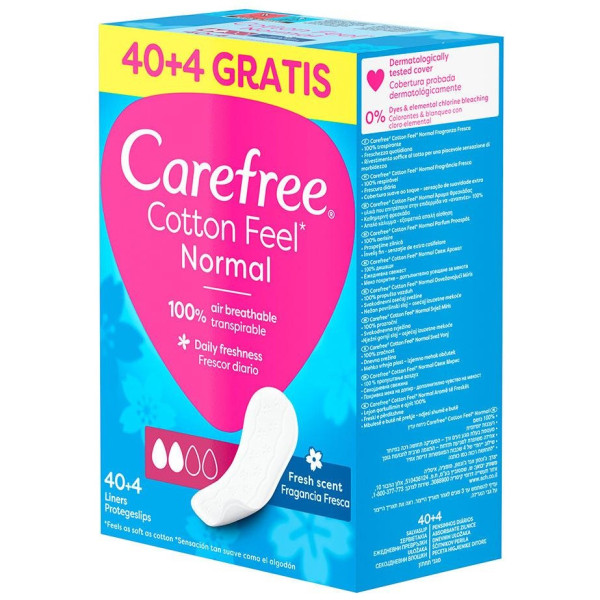 Carefree Cotton Feel Normal Fragancia Fresca 44Uds