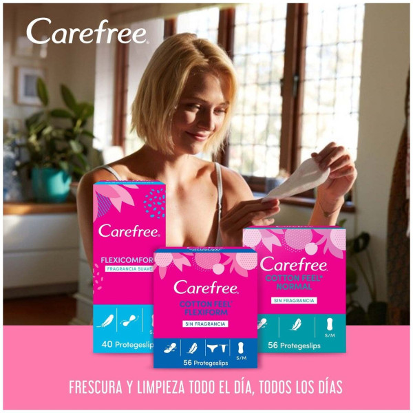 Carefree Cotton Feel Normal Sin Fragancia Talla S/M 56Uds