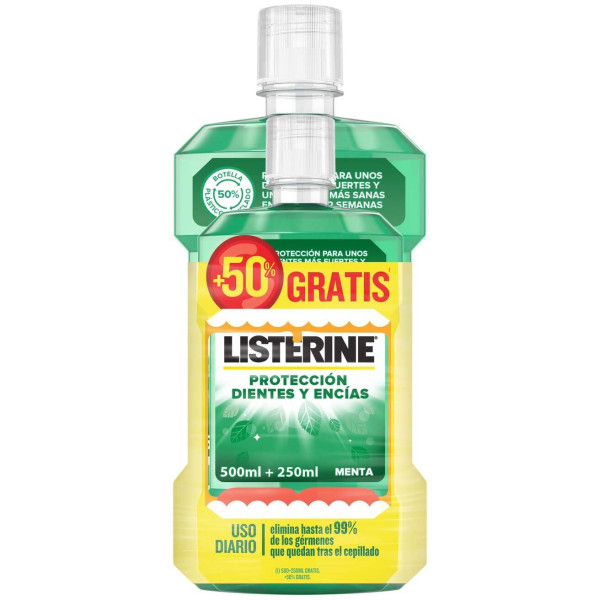 Listerine Enjuague Bucal Protección Dientes Y Encías Menta 500+250Ml