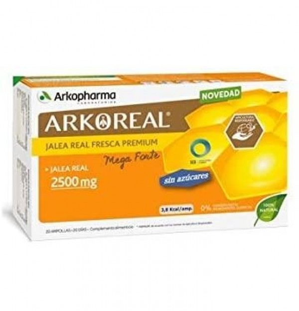 Arkoreal Jalea Real Bio Sin Azucar (2500 Mg 20 Ampollas Monodosis)