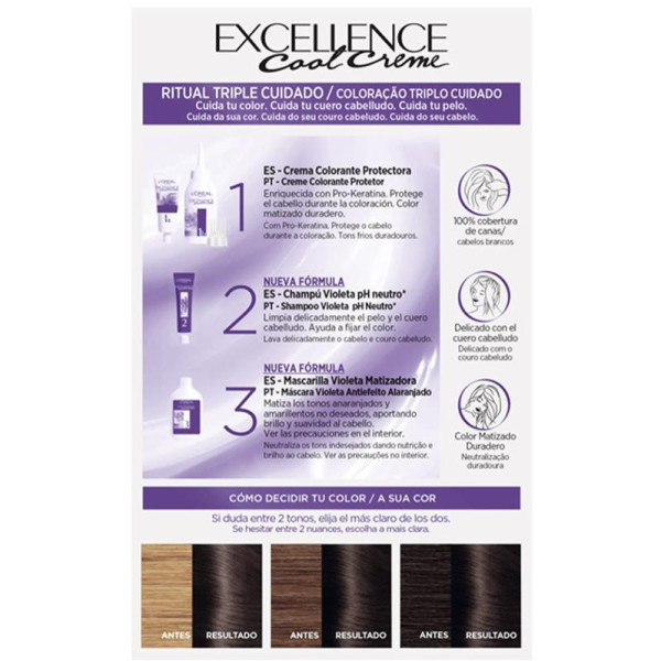 L'Oréal Excellence Cool Creme Tinte 5.11-Castaño Claro Ceniza Intenso 1Ud