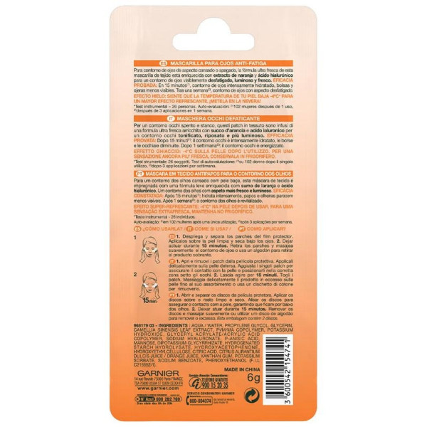 Garnier Skinactive Mascarilla Ojos Antifatiga 1Ud