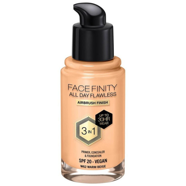 Facefinity All Day Flawless 3 In 1 Foundation W62-Warm Beige 30 Ml