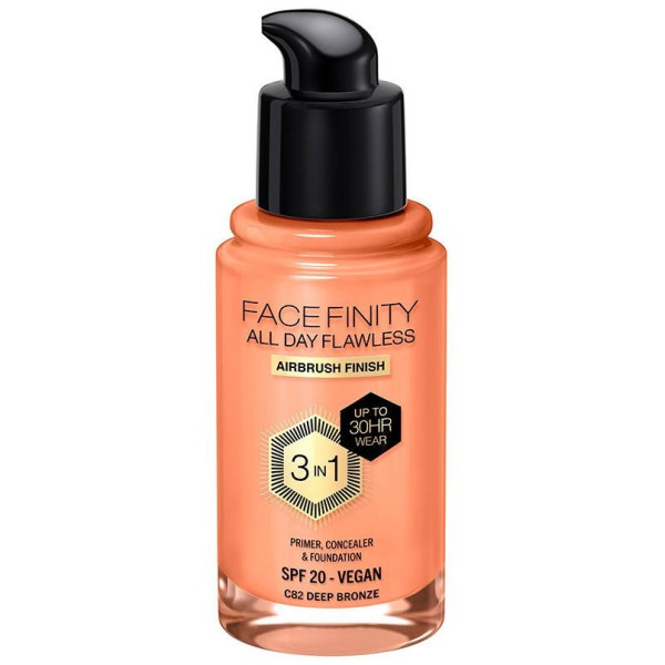 Facefinity All Day Flawless 3 In 1 Foundation 82-Deep Bronze 30 Ml