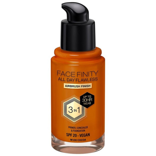 Facefinity All Day Flawless 3 In 1 Foundation 100-Cocoa 30 Ml