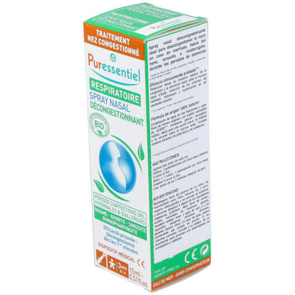 Puressentiel Spray Nasal Descongestionante Con Ae Bio 15Ml