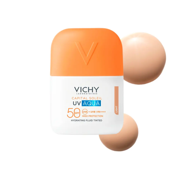 Capital Soleil UV AQUA Fluido Hidratante con Color Tono Claro, 50 ml. - Vichy
