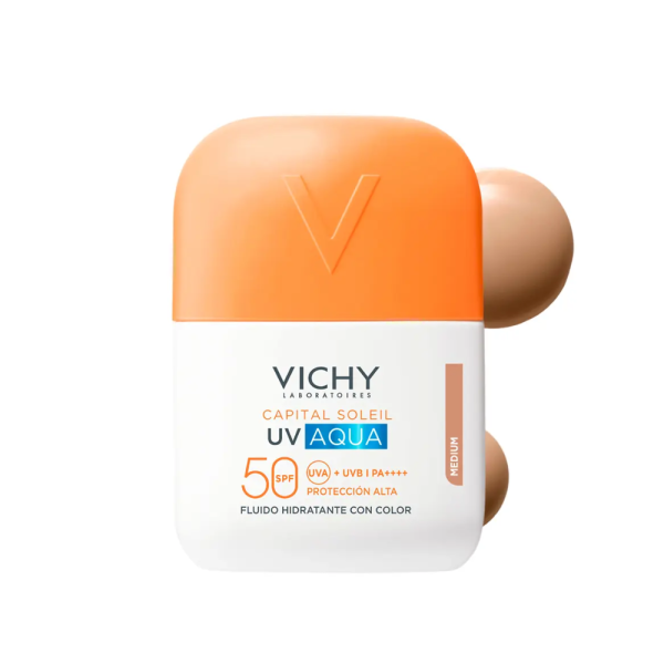 Capital Soleil UV AQUA Fluido Hidratante con Color Tono Medio, 50 ml. - Vichy