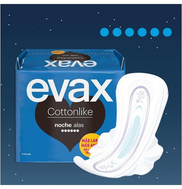 Compresas Higienicas Femeninas - Evax Cottonlike (Noche Con Alas 18 Compresas)