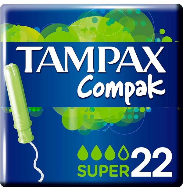 Tampax Compak Tampon 100%Algodon (Super 22 U)