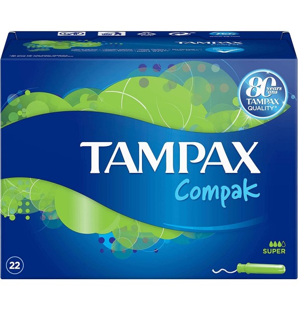 Tampax Compak Tampon 100%Algodon (Super 22 U)
