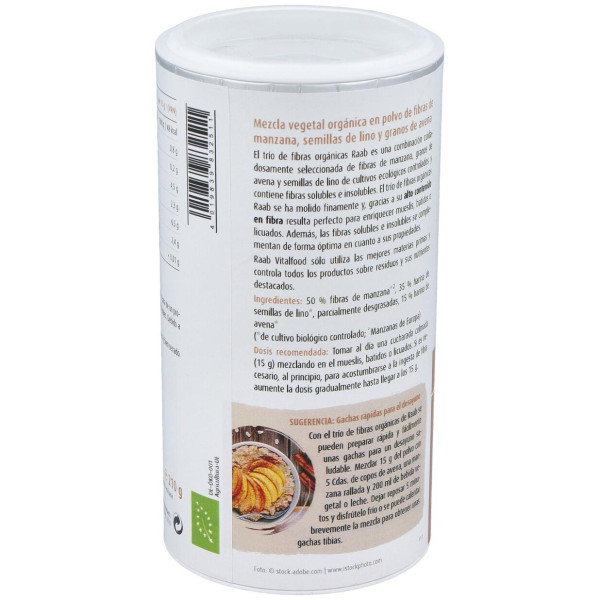 Raab Vitalfood Trío Fibras Manzana Avena Lino Bio Vegano 210G