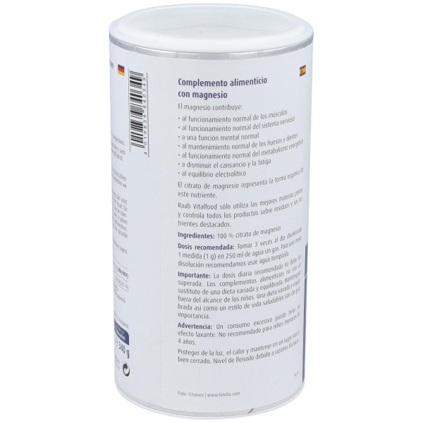 Raab Vitalfood Citrato De Magnesio Polvo 340G