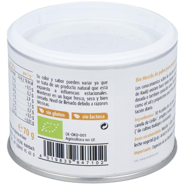 Raab Vitalfood Golden Latte Bebida De Curcuma En Polvo 70G