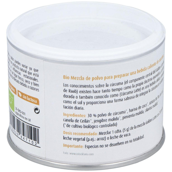 Raab Vitalfood Golden Latte Bebida De Curcuma En Polvo 70G