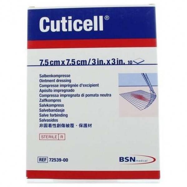 Cuticell Gasa Parafinada 7,5 Cm X 7,5 Cm, 10 Apósitos