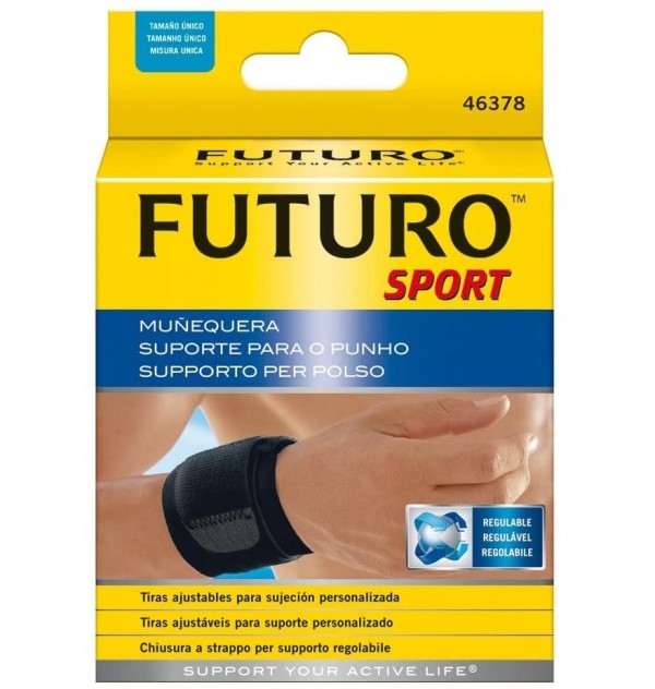 Muñequera Deportiva Futuro Velcro Sport, Talla S M. - 3M