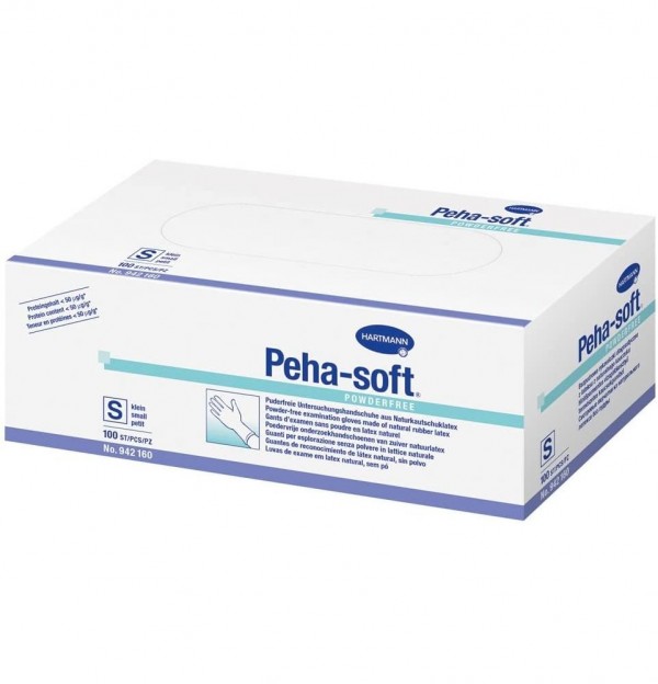 Guantes De Latex Sin Polvo - Peha-Soft Powder Free (100 Unidades Talla Pequeña)