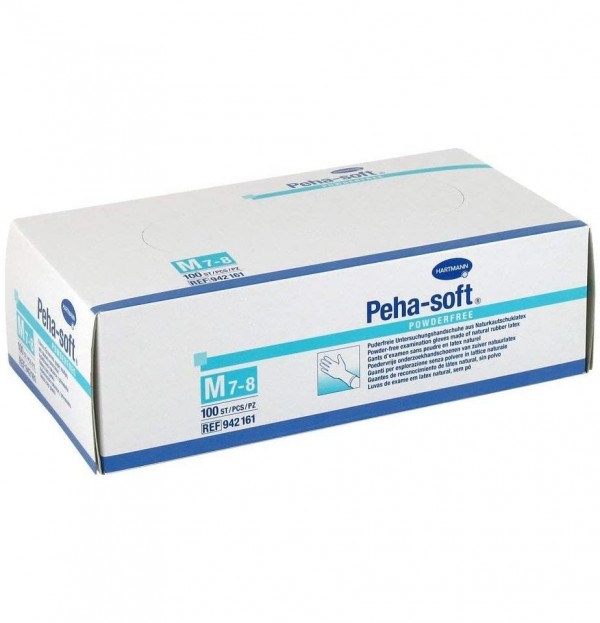 Guantes De Latex Sin Polvo - Peha-Soft Powder Free (100 Unidades Talla Mediana)