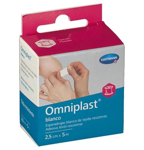 Esparadrapo Hipoalergico - Omniplast Tejido Resistente (1 Unidad 5 M X 2,5 Cm Color Blanco)