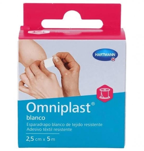 Esparadrapo Hipoalergico - Omniplast Tejido Resistente (1 Unidad 5 M X 2,5 Cm Color Blanco)