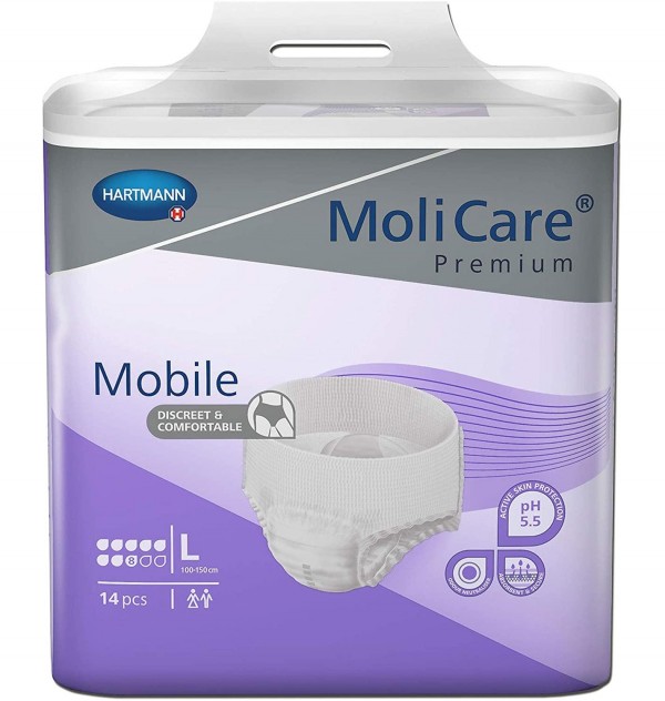 Absorb Inc Orina Ligera Con Slip - Molicare Premium Mobile (14 Unidades Talla L 8 Gotas Color Lila)