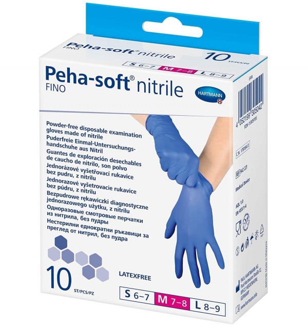 Guantes De Nitrilo Desechables - Peha-Soft Nitrile Fino (10 Unidades Talla Mediana)