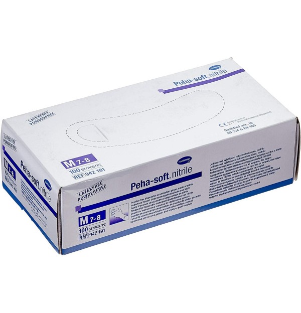 Guantes De Nitrilo Desechables - Peha-Soft Nitrile (100 Unidades Talla Mediana)