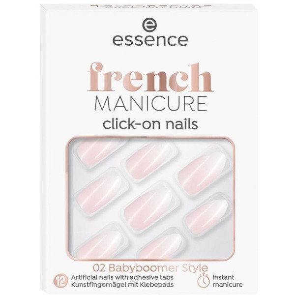 French Manicure Click-On Nails Artificiales 02-Babyboomer Style 12 U
