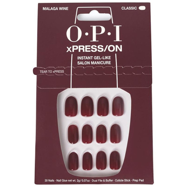 Opi Xpress/On Uñas Artificiales Tonos Icónicos Malaga Wine 30 U