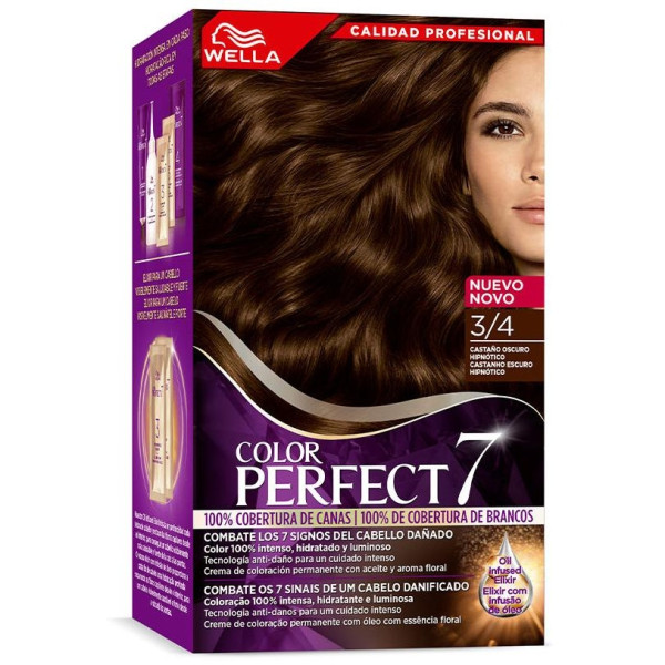 Wella Color Perfect 7 100% Cobertura De Canas 3/4-Castaño Oscuro Hipnótico