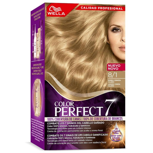 Wella Color Perfect 7 100% Cobertura De Canas 8/1-Rubio Ceniza Claro 6 U