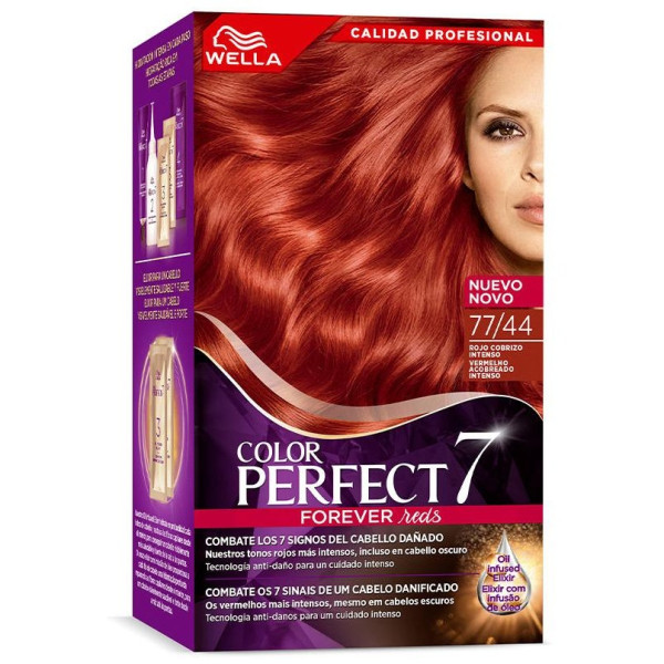 Wella Color Perfect 7 100% Cobertura De Canas 77/44-Rojo Cobrizo Intenso